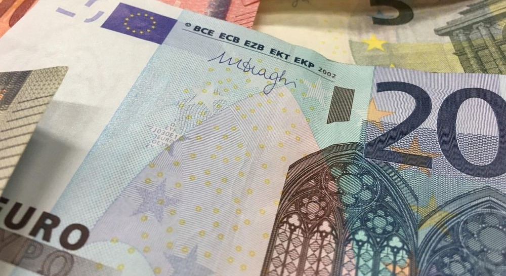 Euroscheine in Nahaufnahme