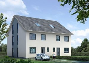 Modernes Doppelhaus mit zwei Haushälften - Beispiel für kosteneffizientes Bauen