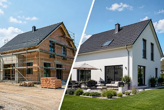 Ausbauhaus oder schlüsselfertig mit modernem Einfamilienhaus im Vergleich