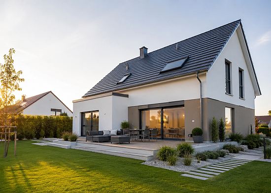 Modernes Einfamilienhaus beim schlüsselfertigen Bauen