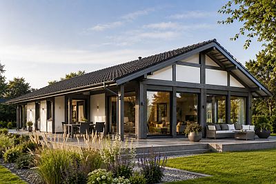 moderner bungalow als fachwerkhaus mit 1130 qm wohnfläche
